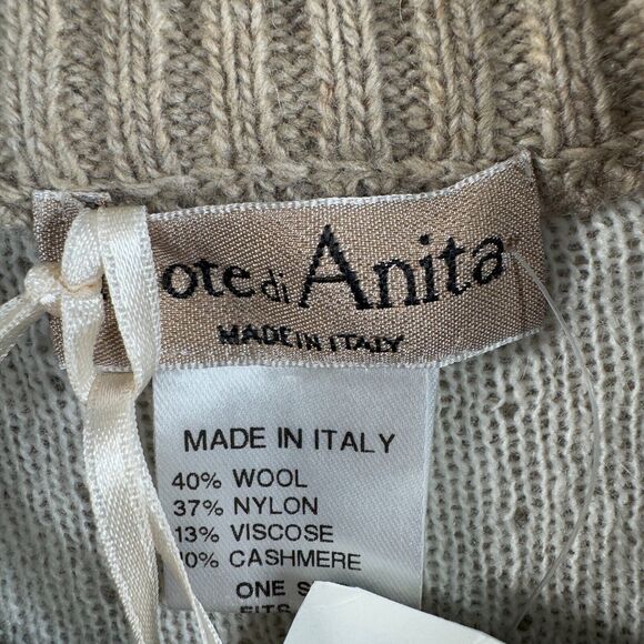 Note Di Anita Cardigan Women's One Size Beige Vest Sweater Wool Cashmere Blend - Picture 3 of 8
